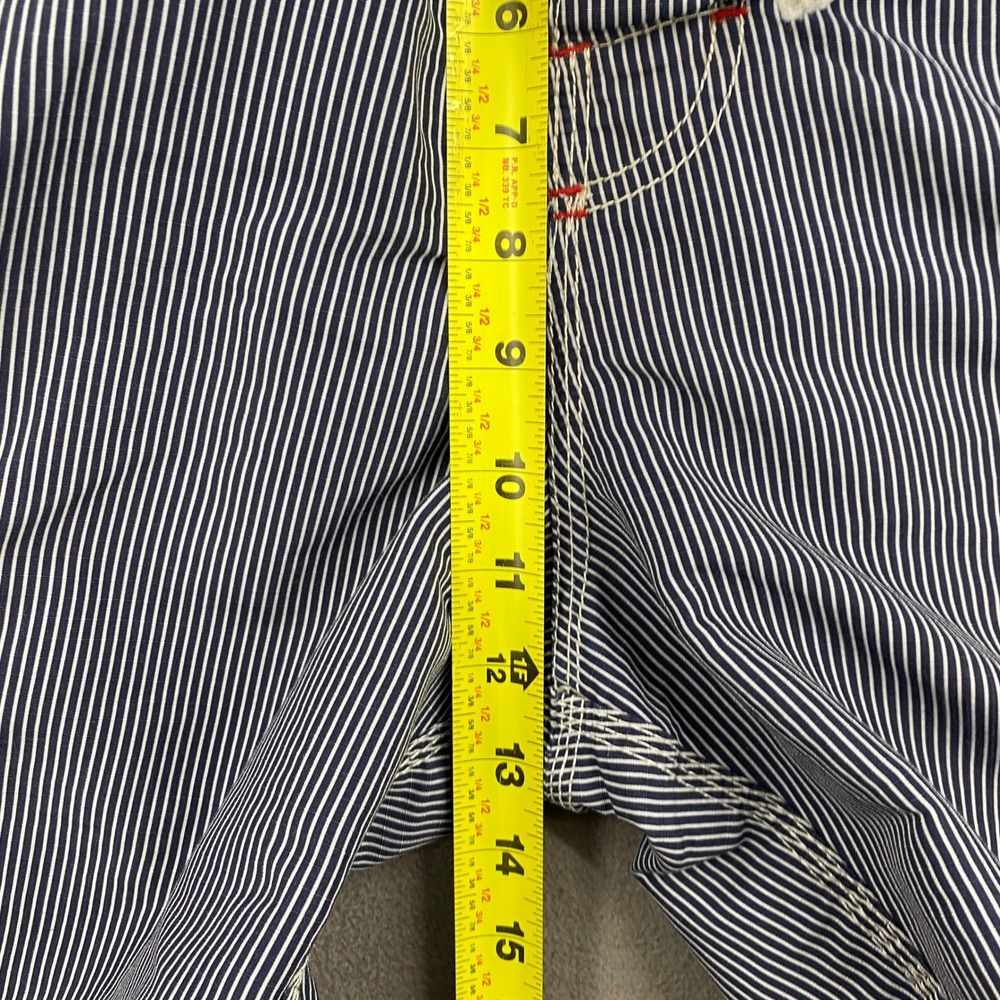 HM Mens Blue White Striped Cargo Swim Trunks Size L Board Shorts Red Accents - Picture 6 of 9